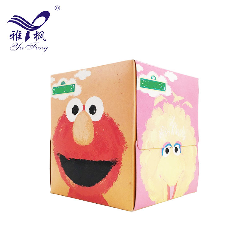  Tejido facial suave impreso personalizado al por mayor (tipo caja) Tejido de caja de papel de pulpa de madera virgen