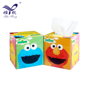  Tejido facial suave impreso personalizado al por mayor (tipo caja) Tejido de caja de papel de pulpa de madera virgen