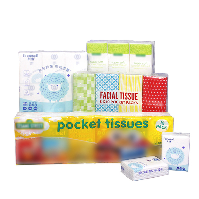 Tejido de bolsillo desechable 13.5G 4 Embalaje e impresión personalizables de capas